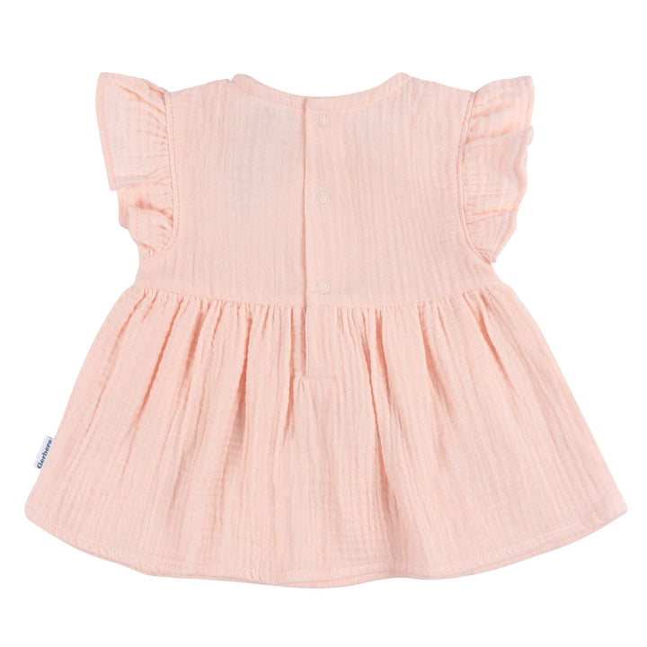 2-Piece Baby Girls Blush Dress and Diaper Cover