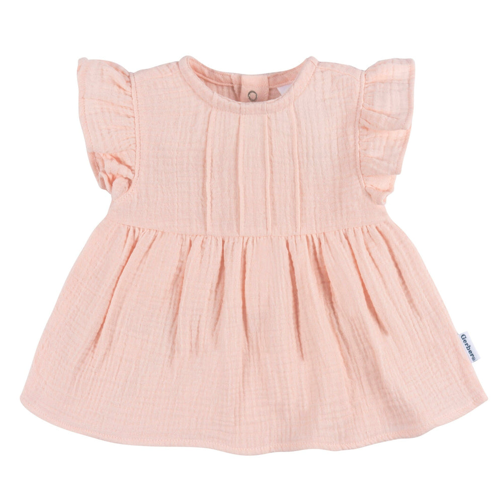 2-Piece Baby Girls Blush Dress and Diaper Cover