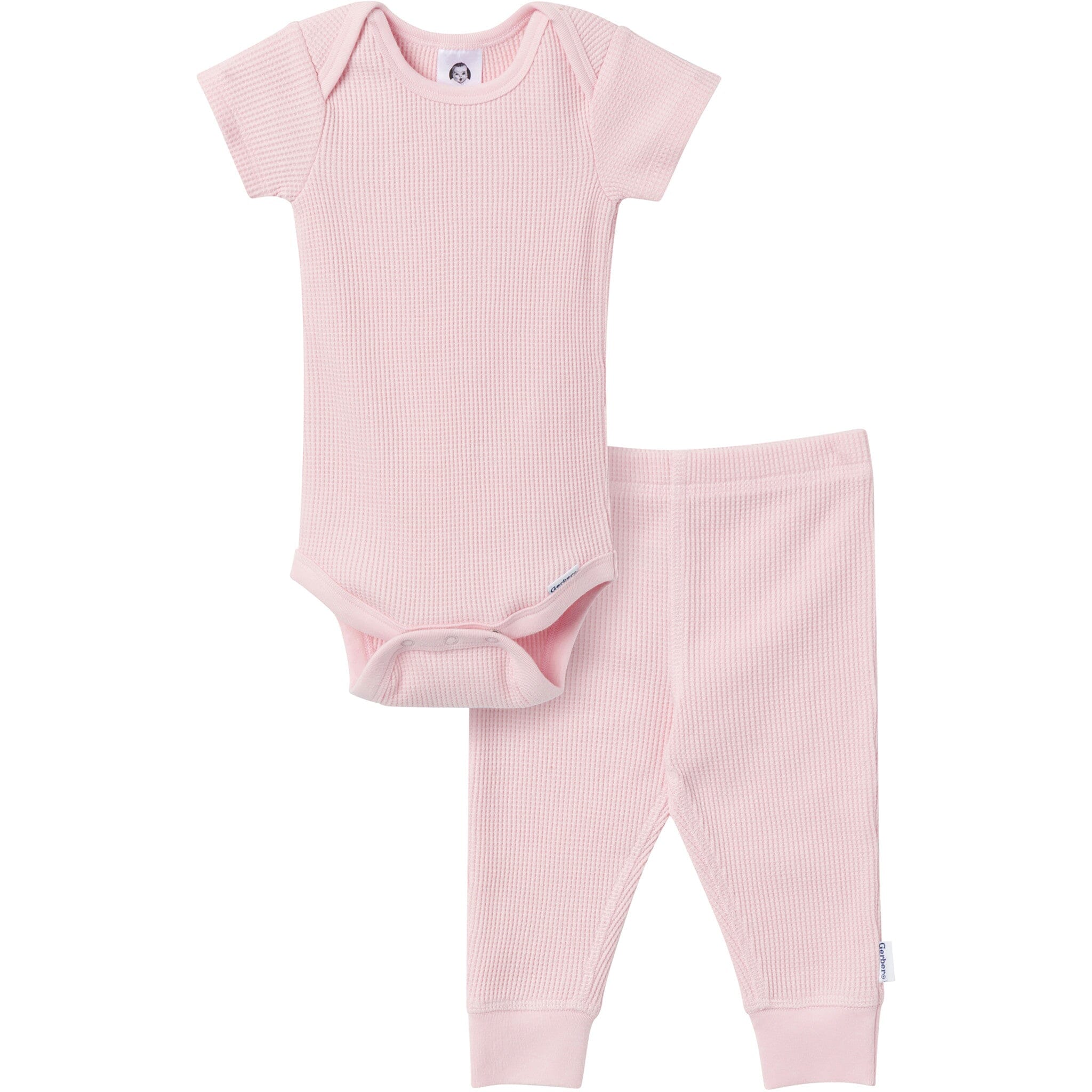 2-Piece Baby Girls Chalk Pink Onesies® Bodysuit and Pants Set Outfits & Sets Gerber® 