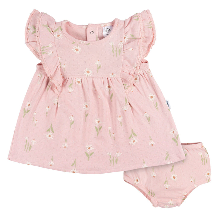 2-Piece Baby Girls Daisies Dress & Diaper Cover