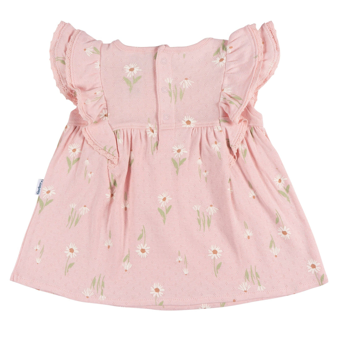 2-Piece Baby Girls Daisies Dress & Diaper Cover