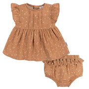 2-Piece Baby Girls Ditsy Floral Dress and Diaper Cover