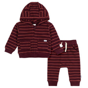 2-Piece Baby Girls Fig Stripe Hooded Jacket & Jogger Set