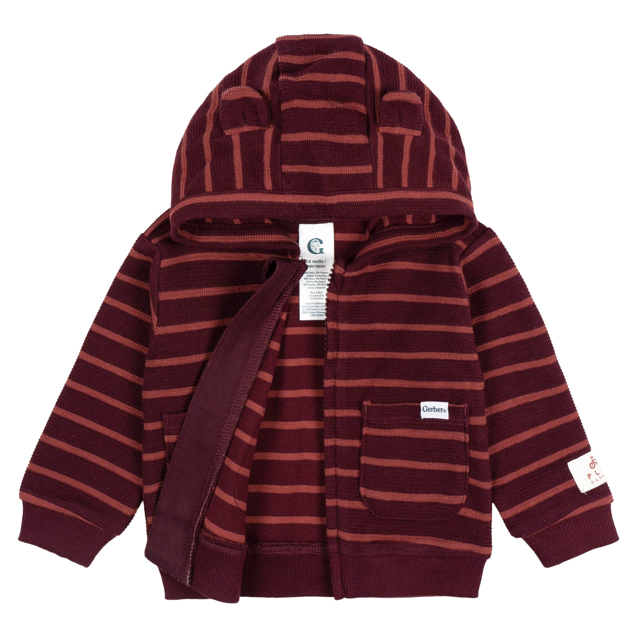 2-Piece Baby Girls Fig Stripe Hooded Jacket & Jogger Set