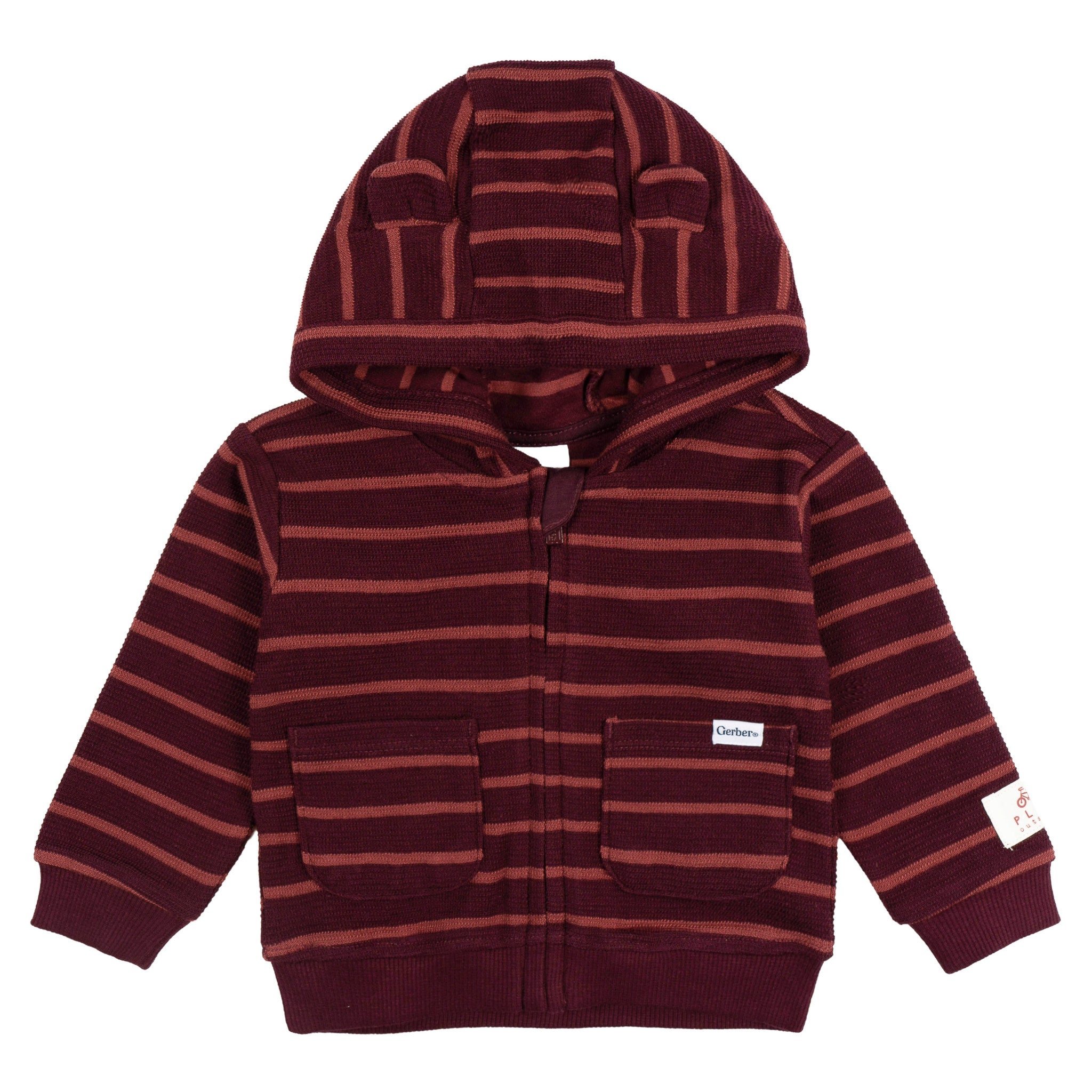 2-Piece Baby Girls Fig Stripe Hooded Jacket & Jogger Set
