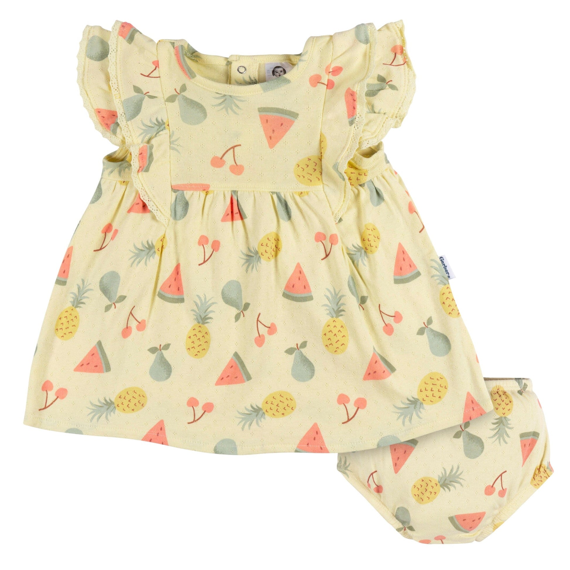 2-Piece Baby Girls Fruit Dress & Diaper Cover