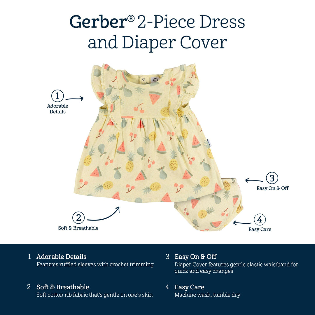 2-Piece Baby Girls Fruit Dress & Diaper Cover