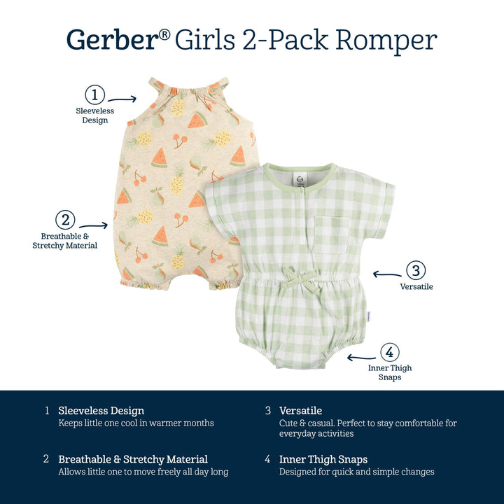 2-Pack Baby Girls Fruit Romper