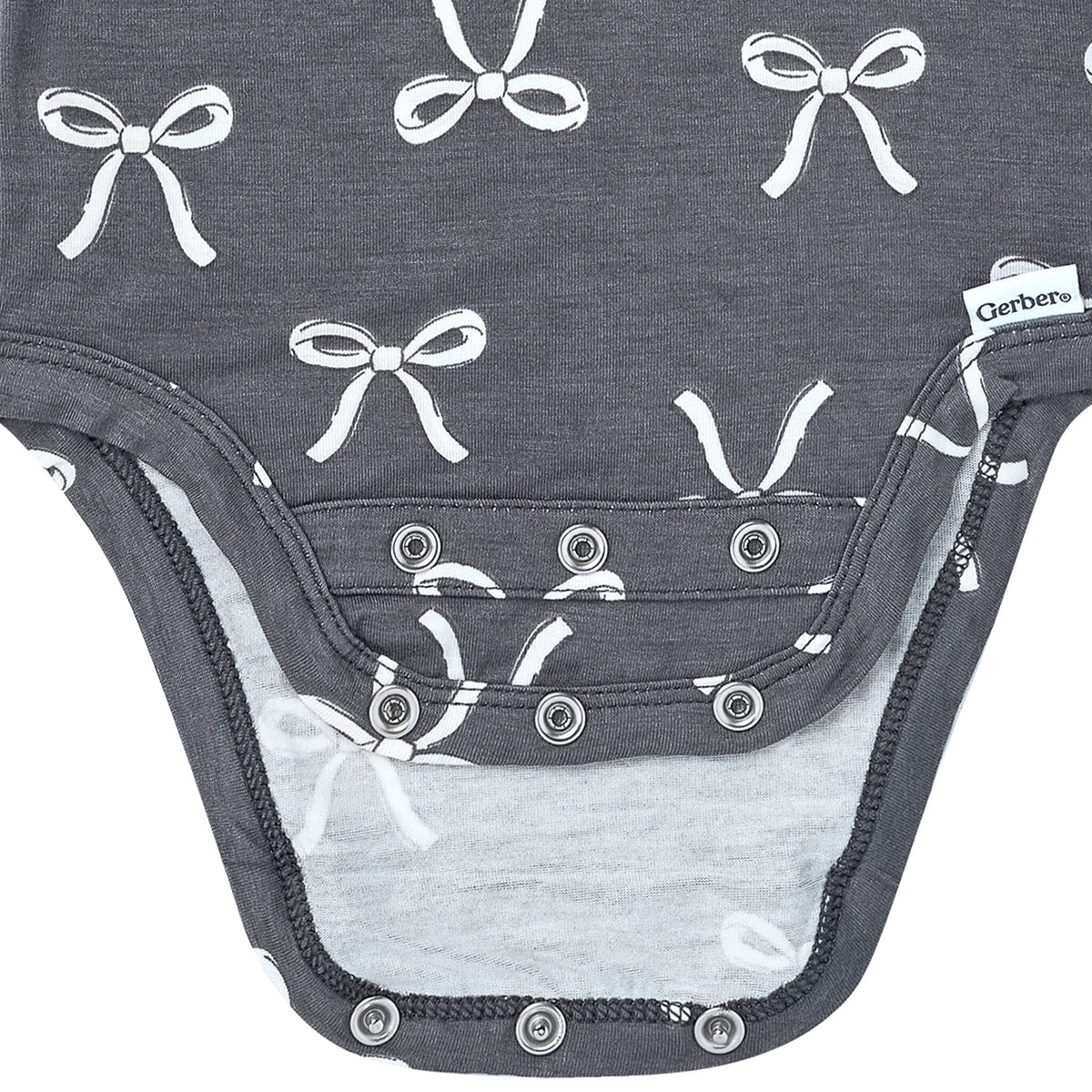 2-Piece Baby Girls Gray Bow Onesie® Pant Set Outfits & Sets Gerber® 