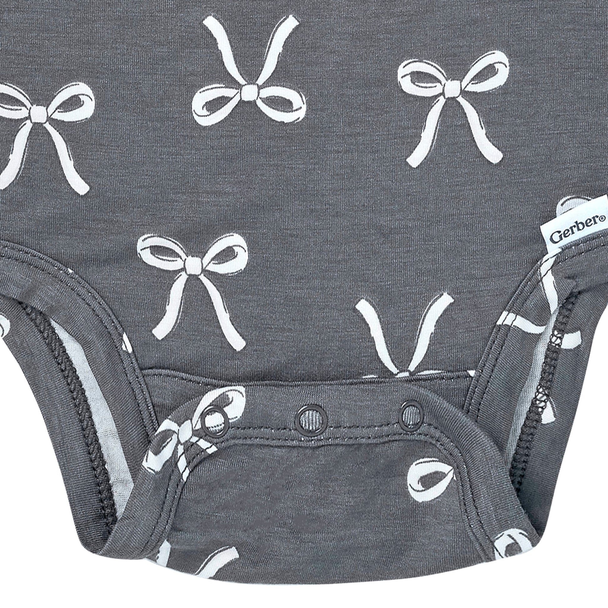 2-Piece Baby Girls Gray Bow Onesie® Pant Set Outfits & Sets Gerber® 