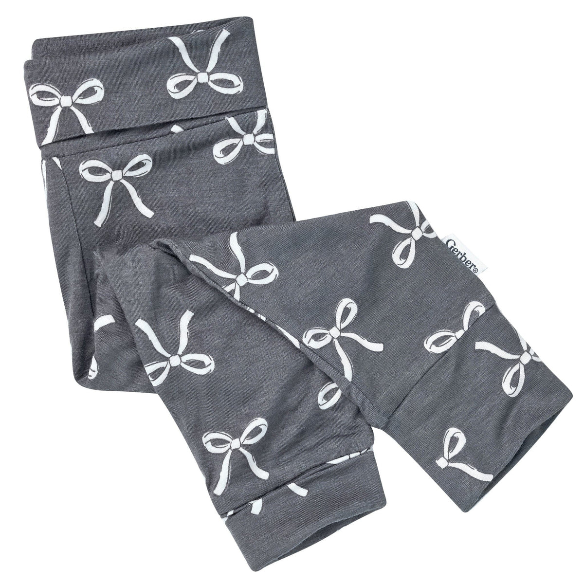 2-Piece Baby Girls Gray Bow Onesie® Pant Set Outfits & Sets Gerber® 