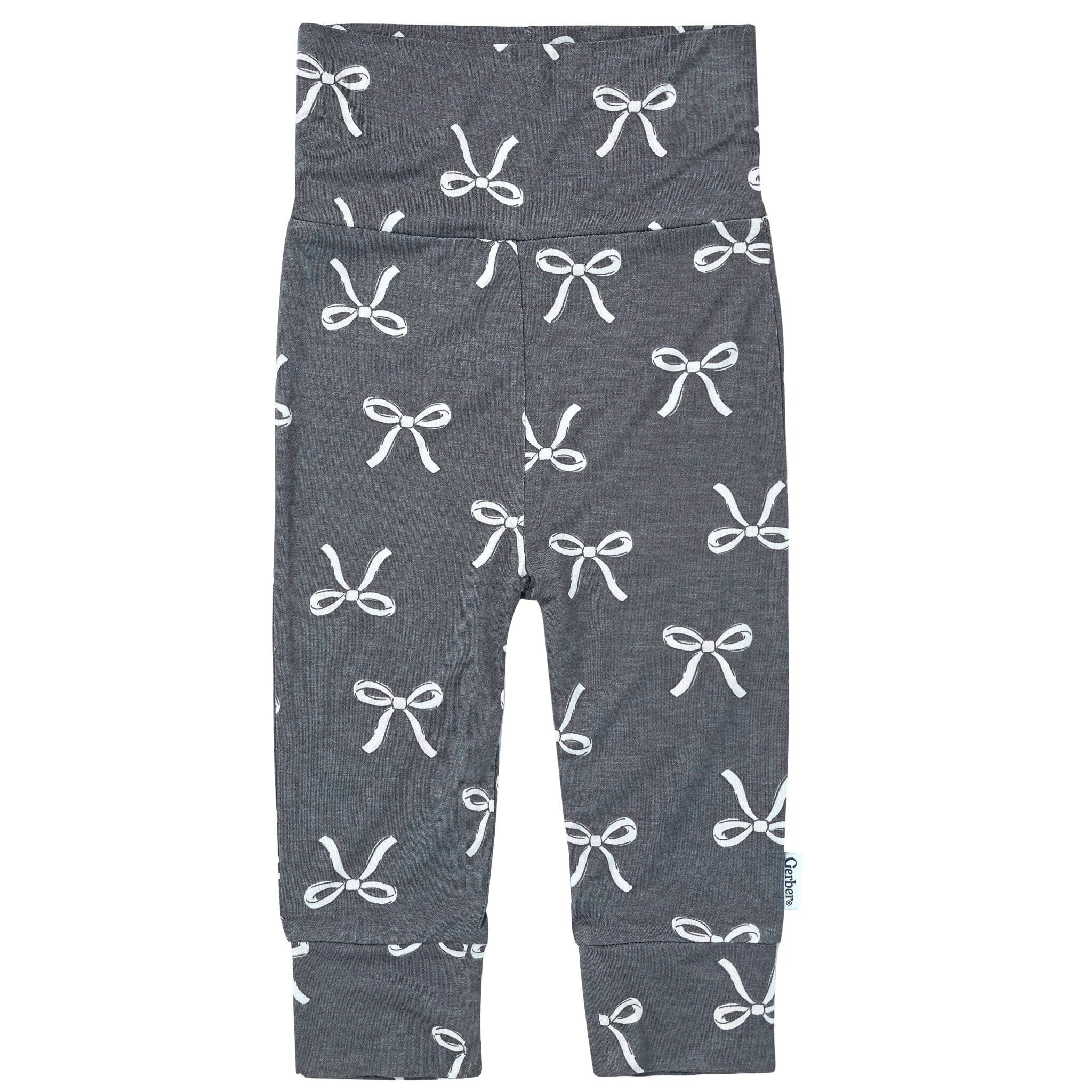 2-Piece Baby Girls Gray Bow Onesie® Pant Set Outfits & Sets Gerber® 