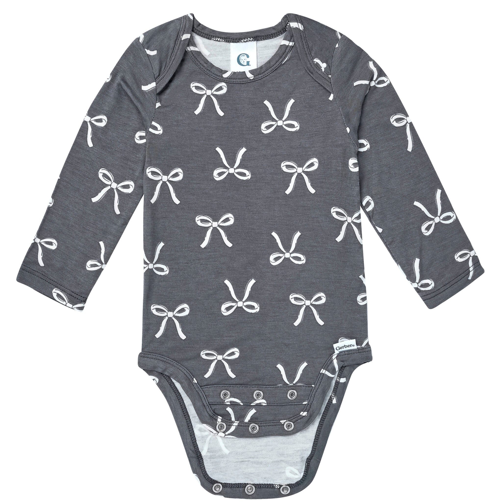 2-Piece Baby Girls Gray Bow Onesie® Pant Set Outfits & Sets Gerber® 