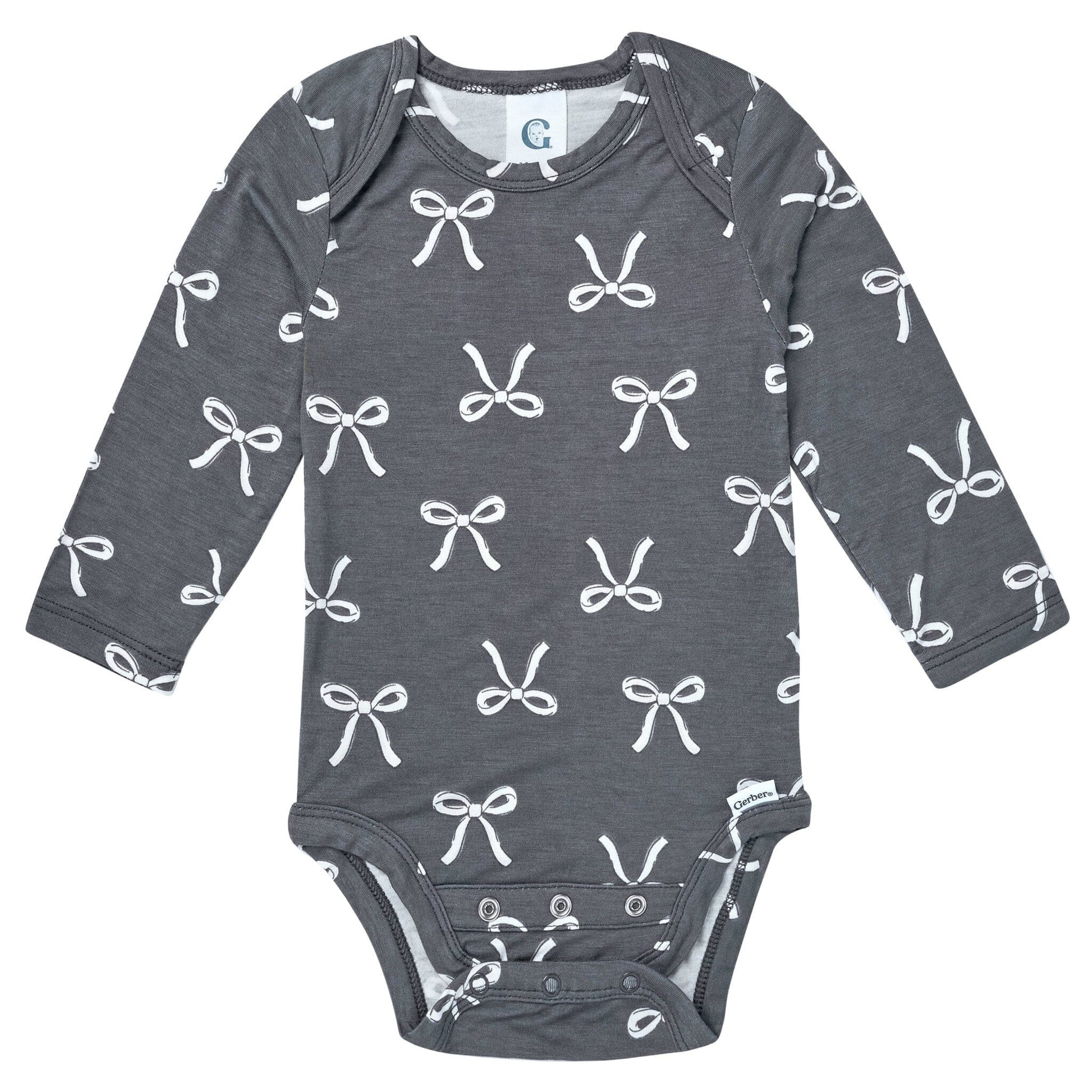 2-Piece Baby Girls Gray Bow Onesie® Pant Set Outfits & Sets Gerber® 