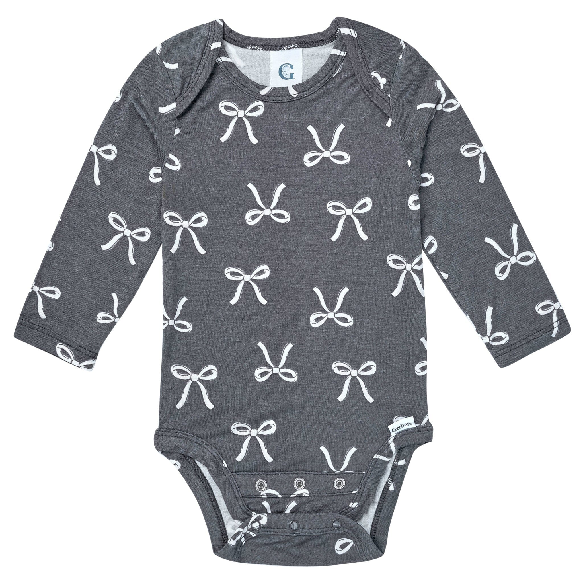 2-Piece Baby Girls Gray Bow Onesie® Pant Set Outfits & Sets Gerber® 