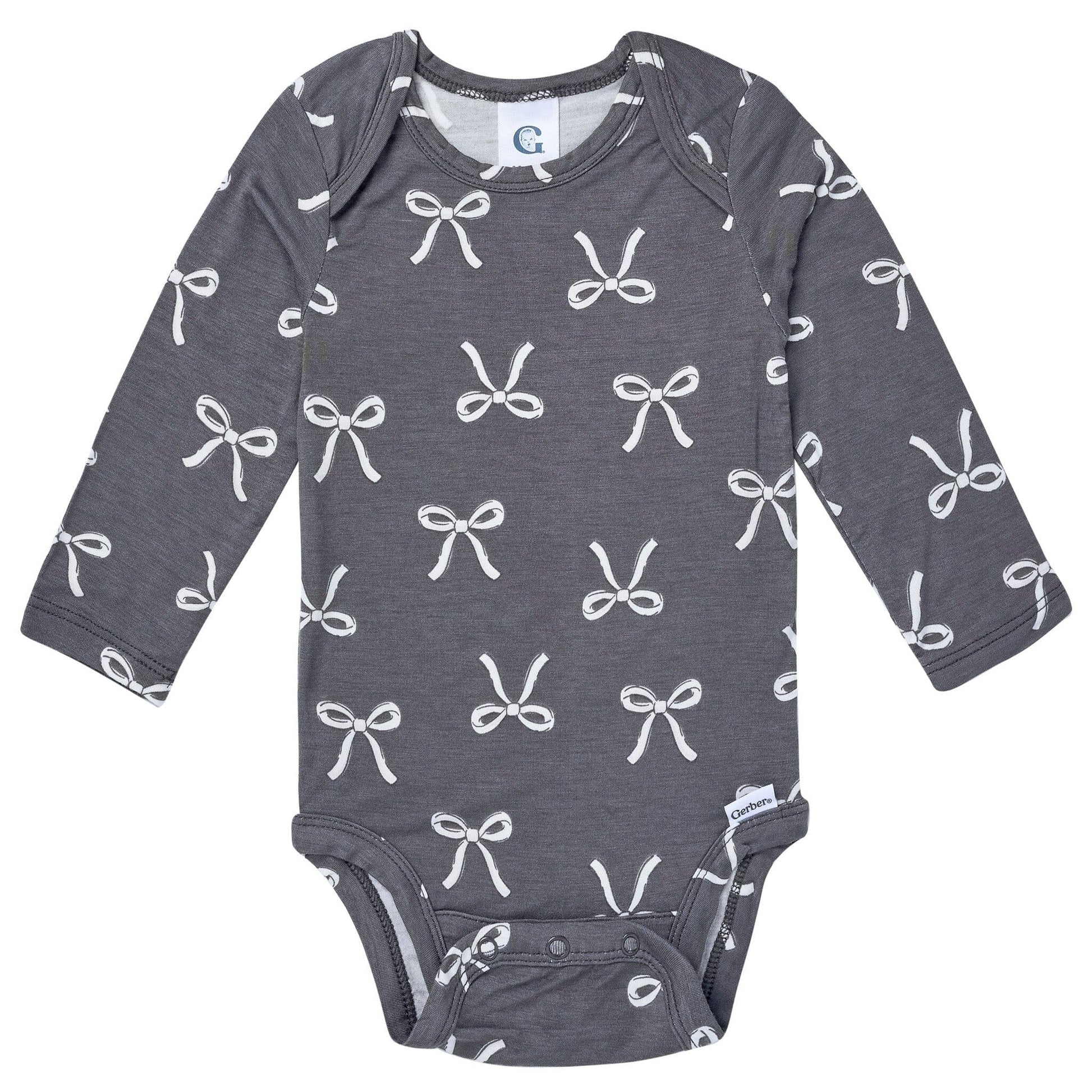 2-Piece Baby Girls Gray Bow Onesie® Pant Set Outfits & Sets Gerber® 