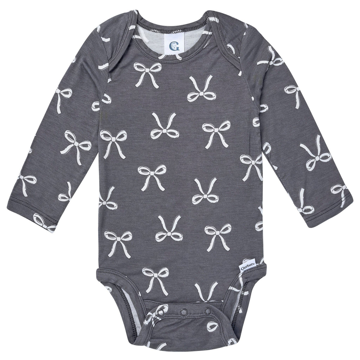 2-Piece Baby Girls Gray Bow Onesie® Pant Set Outfits & Sets Gerber® 