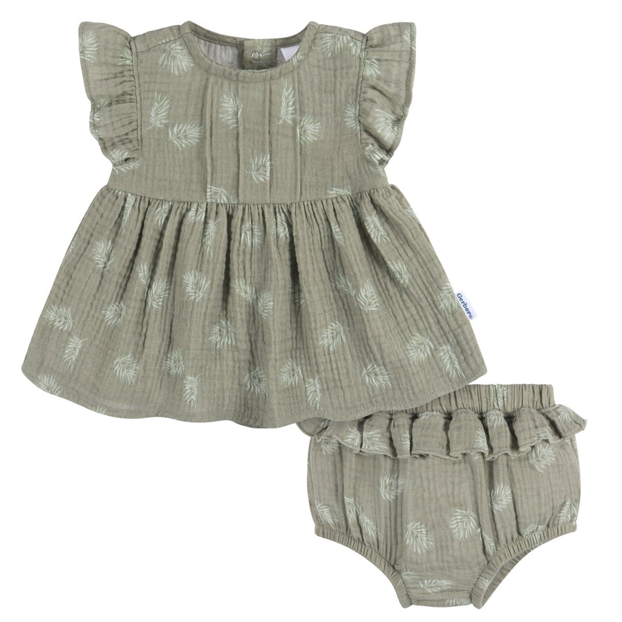 2-Piece Baby Girls Palms Dress and Diaper Cover