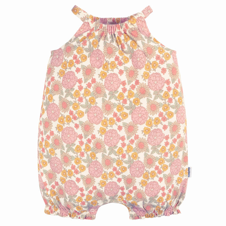 2-Pack Baby Girls Retro Floral Romper