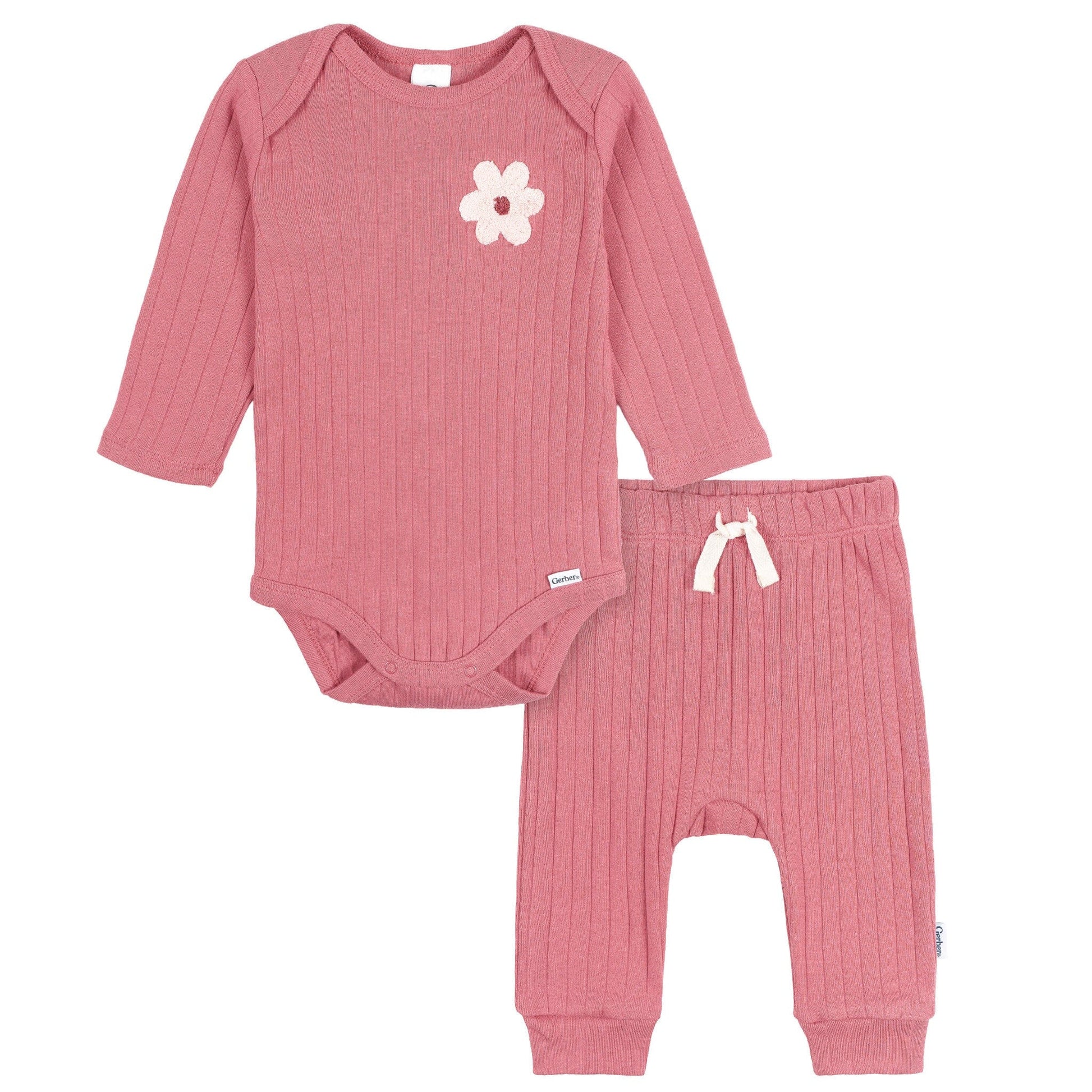 2-Piece Baby Girls Rose Bodysuit and Pant Set outfits Gerber® 