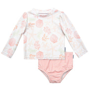 2-Piece Baby Girls Shells Rashguard Set