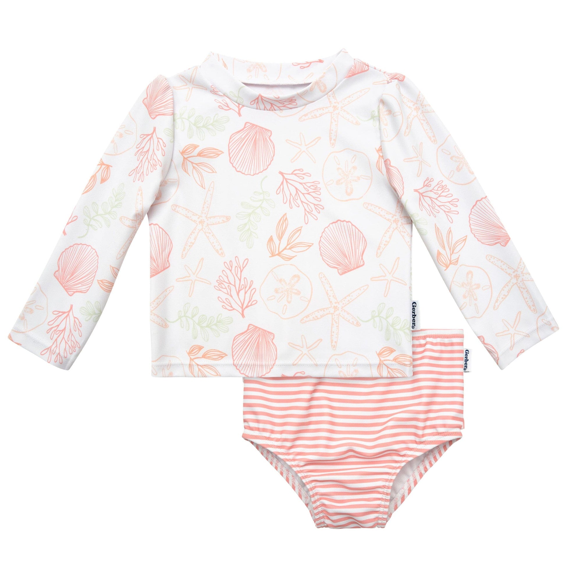 2-Piece Baby Girls Shells Rashguard Set