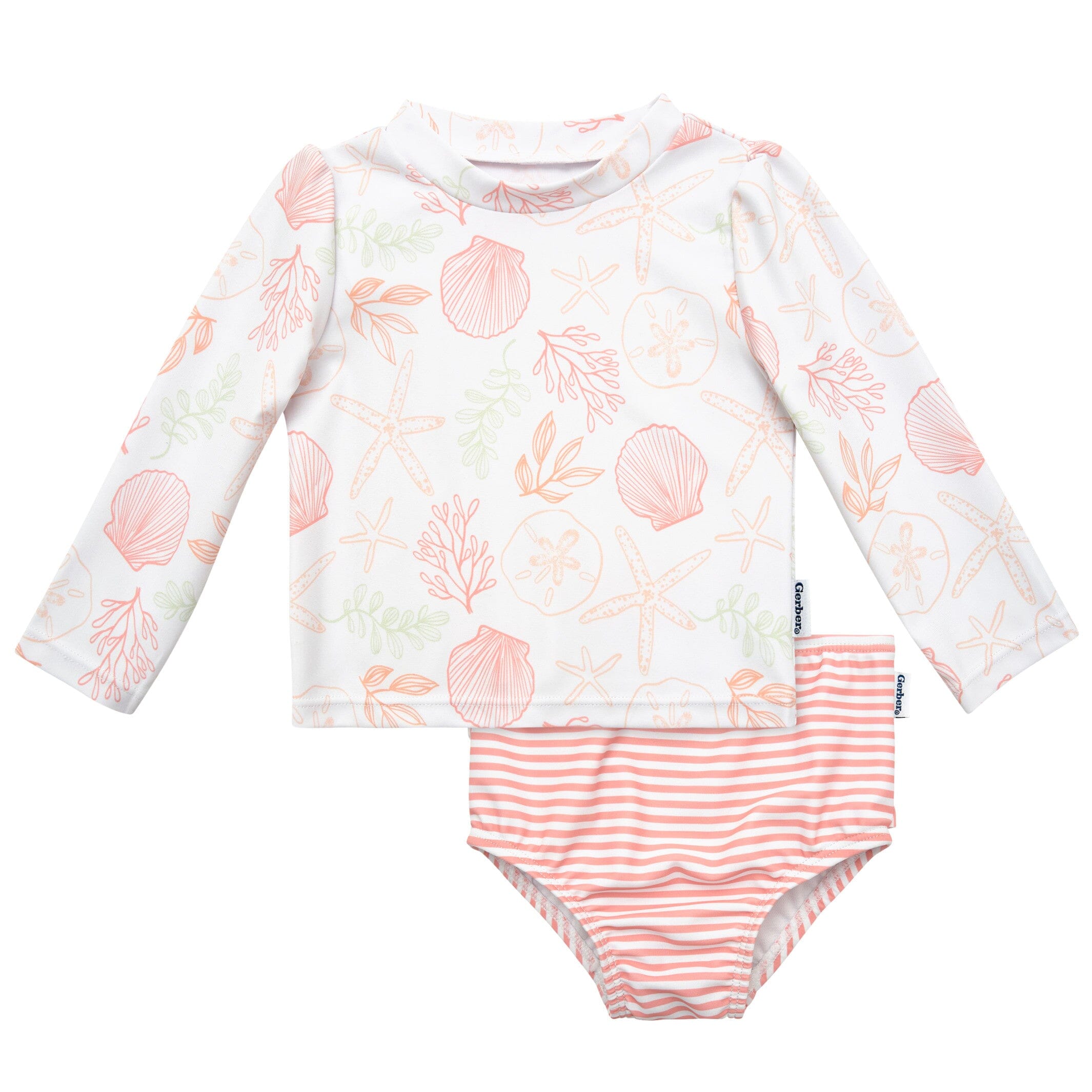 2-Piece Baby Girls Shells Rashguard Set