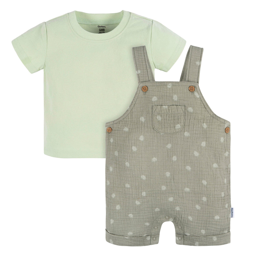 2-Piece Baby Neutral Palms Cotton Gauze Overall Romper and T-Shirt