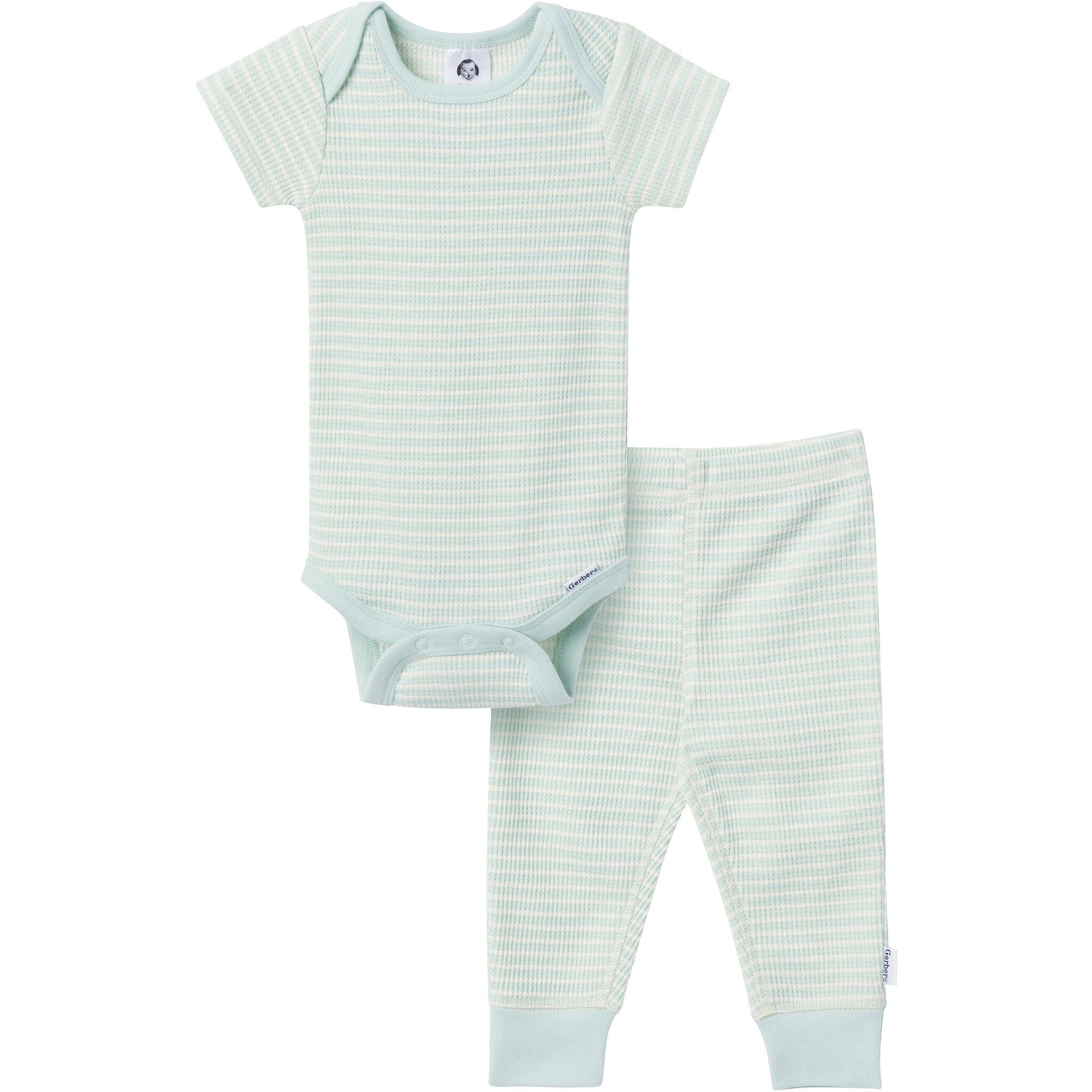2-Piece Baby Boys Sky Blue Stripe Onesies® Bodysuit and Pants Set