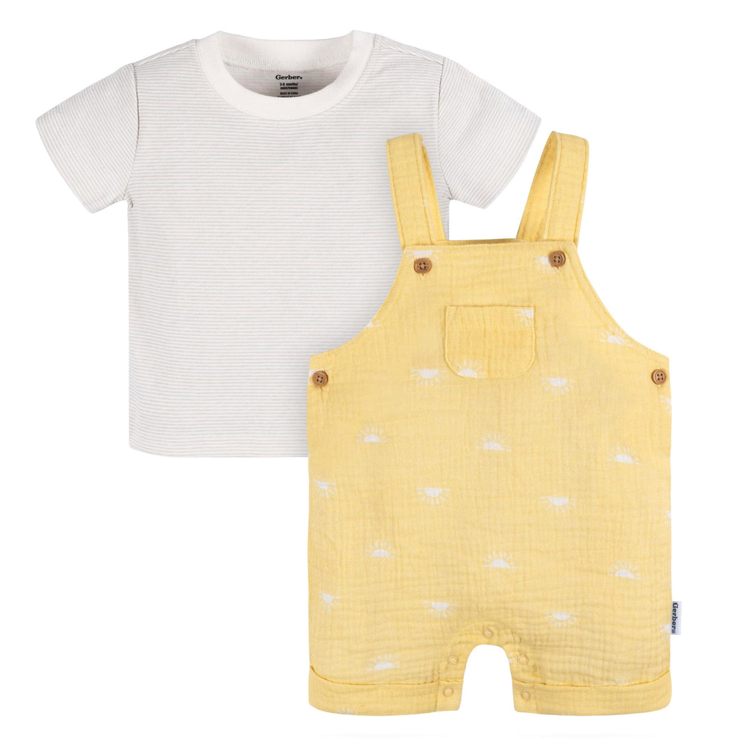 Volunboy Unisex Baby Short Overalls Jumpsuit, T-Shirt And Hat 3 Piece Casual Outfit Set Newborn To Infant Yellow Dinosaur 9 12 Months Tag Size 73