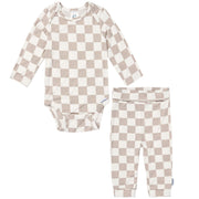 2-Piece Baby Neutral Taupe Check Onesie® Pant Set Outfits & Sets Gerber® 