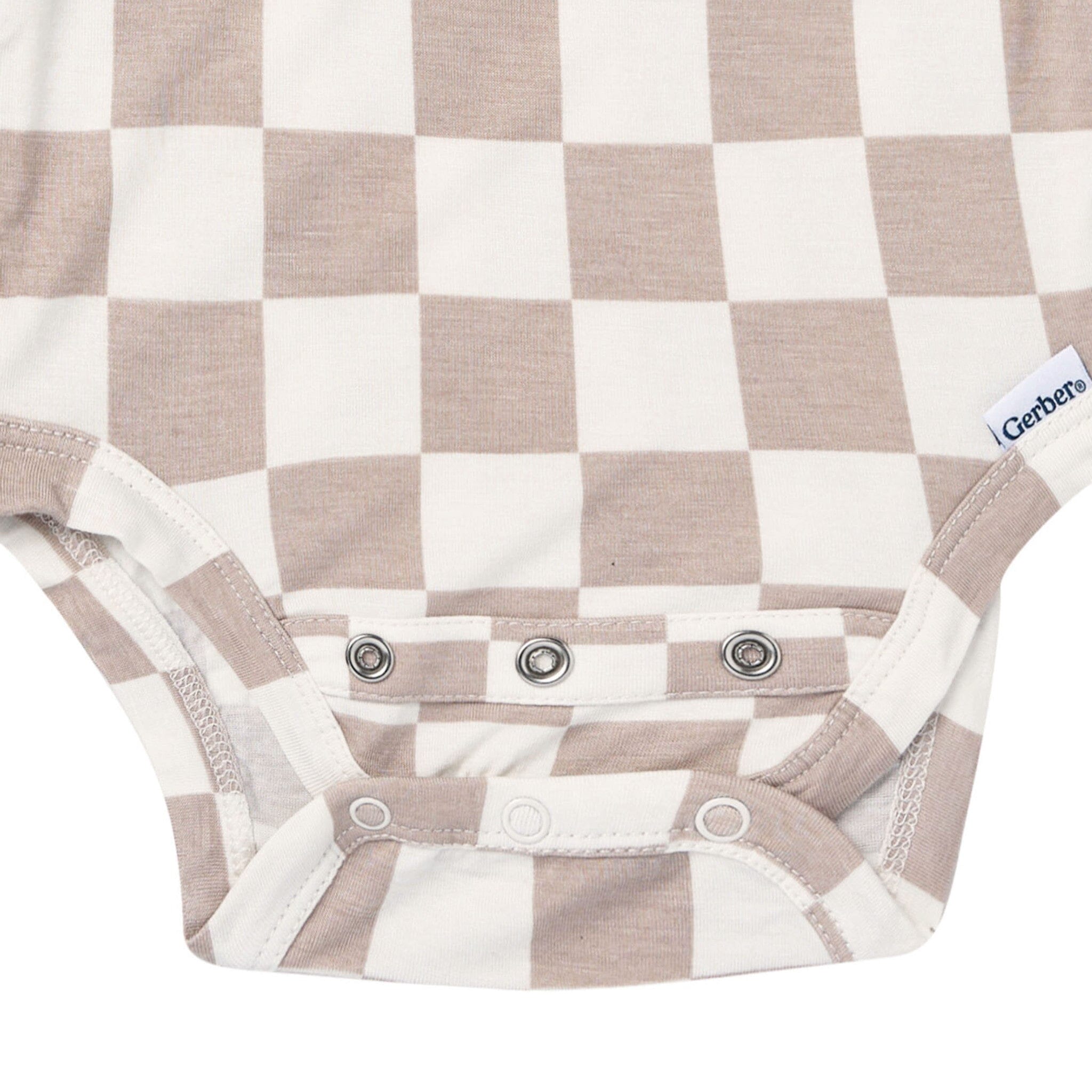 2-Piece Baby Neutral Taupe Check Onesie® Pant Set Outfits & Sets Gerber® 