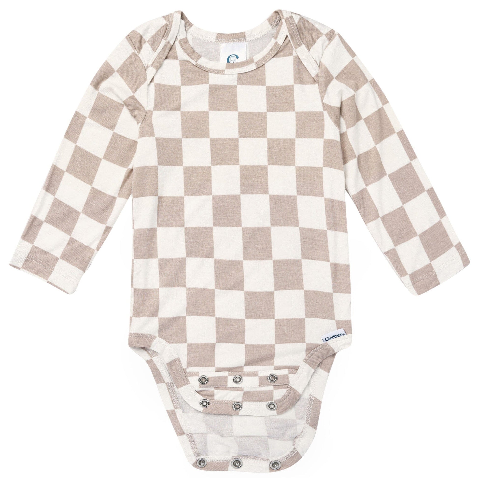 2-Piece Baby Neutral Taupe Check Onesie® Pant Set Outfits & Sets Gerber® 