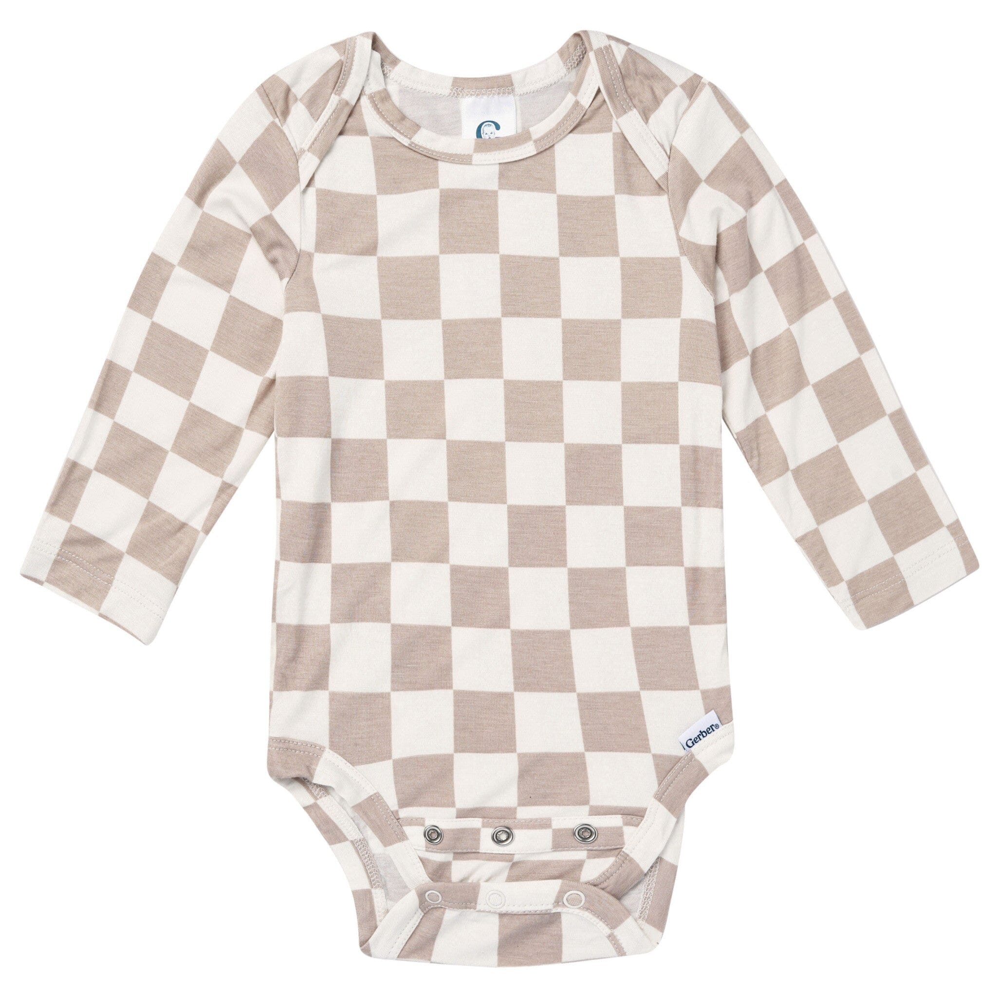 2-Piece Baby Neutral Taupe Check Onesie® Pant Set Outfits & Sets Gerber® 