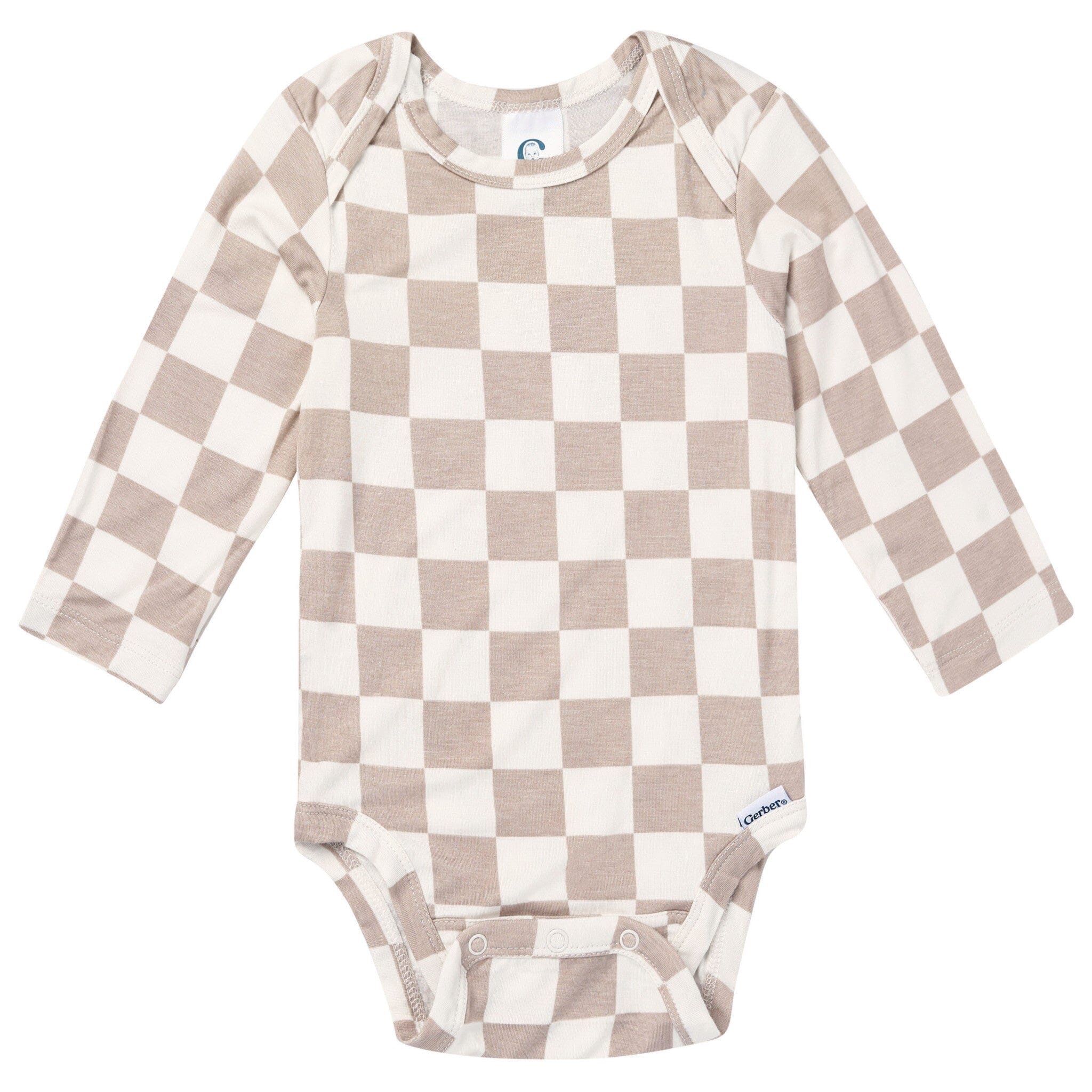 2-Piece Baby Neutral Taupe Check Onesie® Pant Set Outfits & Sets Gerber® 