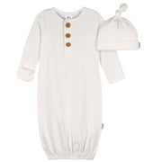 2-Piece Baby Neutral Vanilla Gown & Hat Set Gerber® 