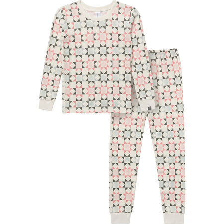 2-Piece Girls Mosaic Snug Fit Pajama Set