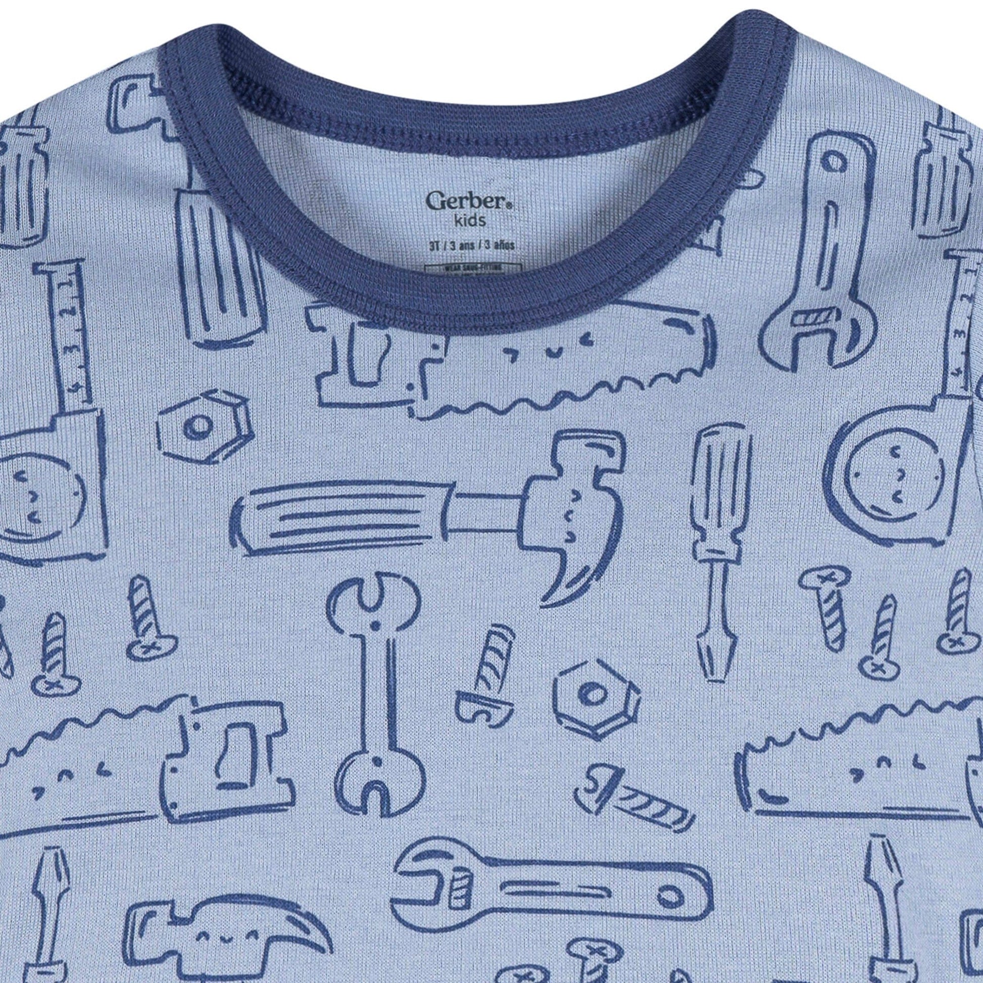2-Piece Infant & Toddler Boys Blue Tools Cotton Pajama Set sleepwear Gerber® 