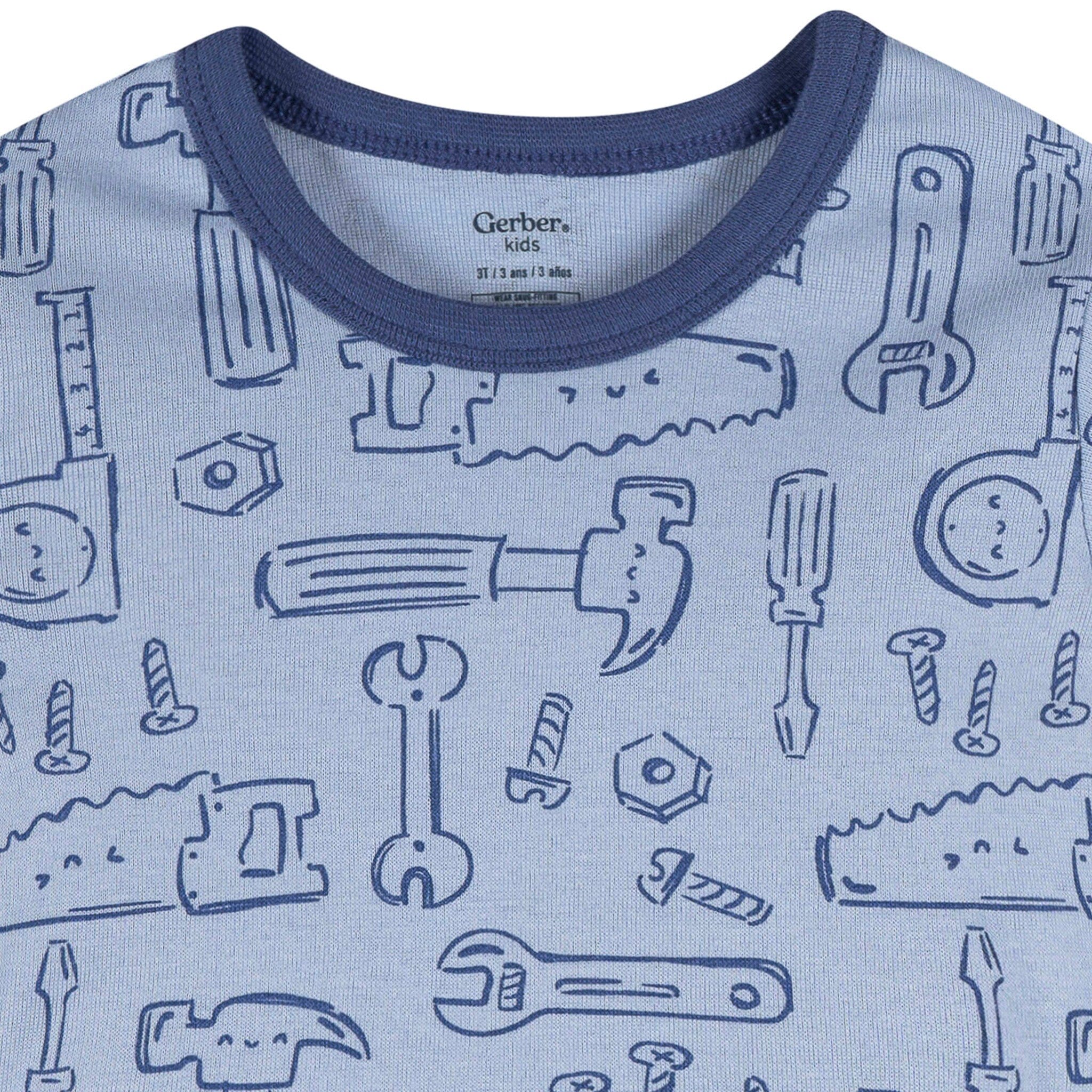 2-Piece Infant & Toddler Boys Blue Tools Cotton Pajama Set sleepwear Gerber® 