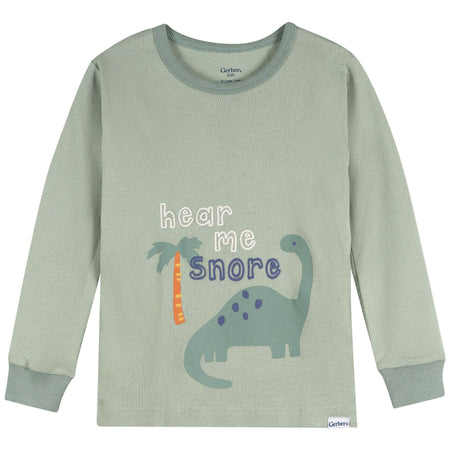 2-Piece Infant & Toddler Boys Green Dino Cotton Pajama Set
