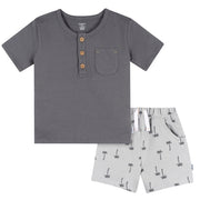 2-Piece Infant & Toddler Boys Grey Henley Top and Shorts Set Outfits & Sets Gerber® 
