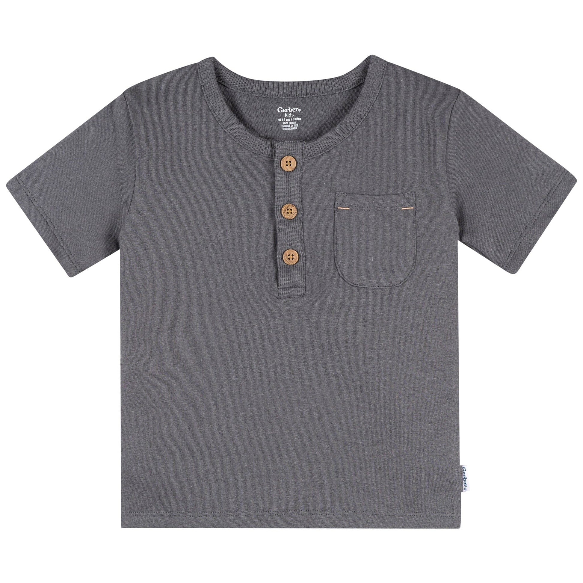 2-Piece Infant & Toddler Boys Grey Henley Top and Shorts Set Outfits & Sets Gerber® 