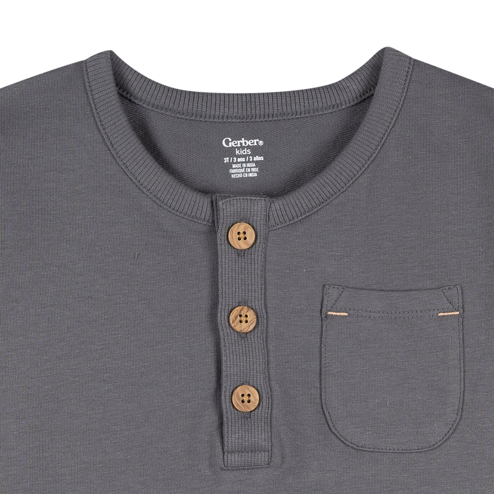2-Piece Infant & Toddler Boys Grey Henley Top and Shorts Set Outfits & Sets Gerber® 