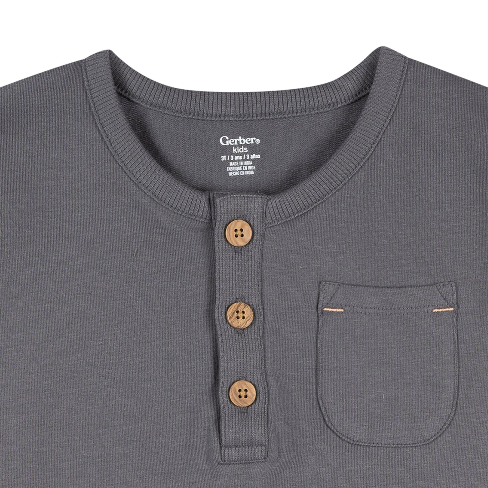 2-Piece Infant & Toddler Boys Grey Henley Top and Shorts Set Outfits & Sets Gerber® 