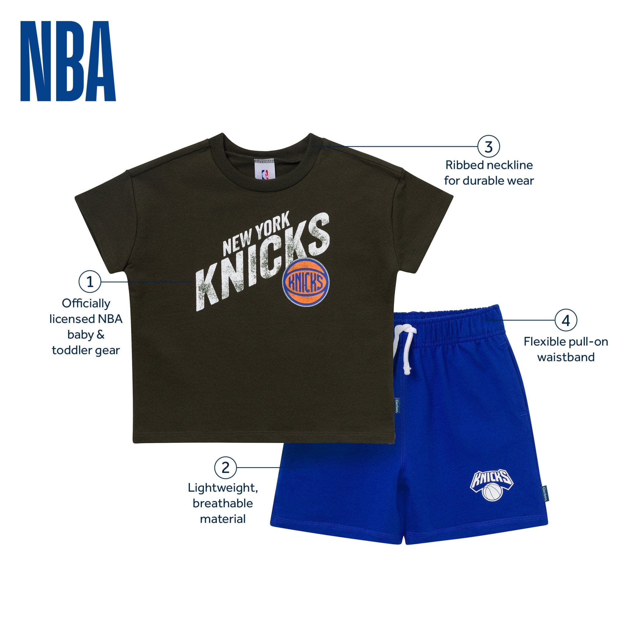 2-Piece Infant & Toddler Boys New York Knicks T-Shirt & Shorts Set Outfits & Sets Gerber® 