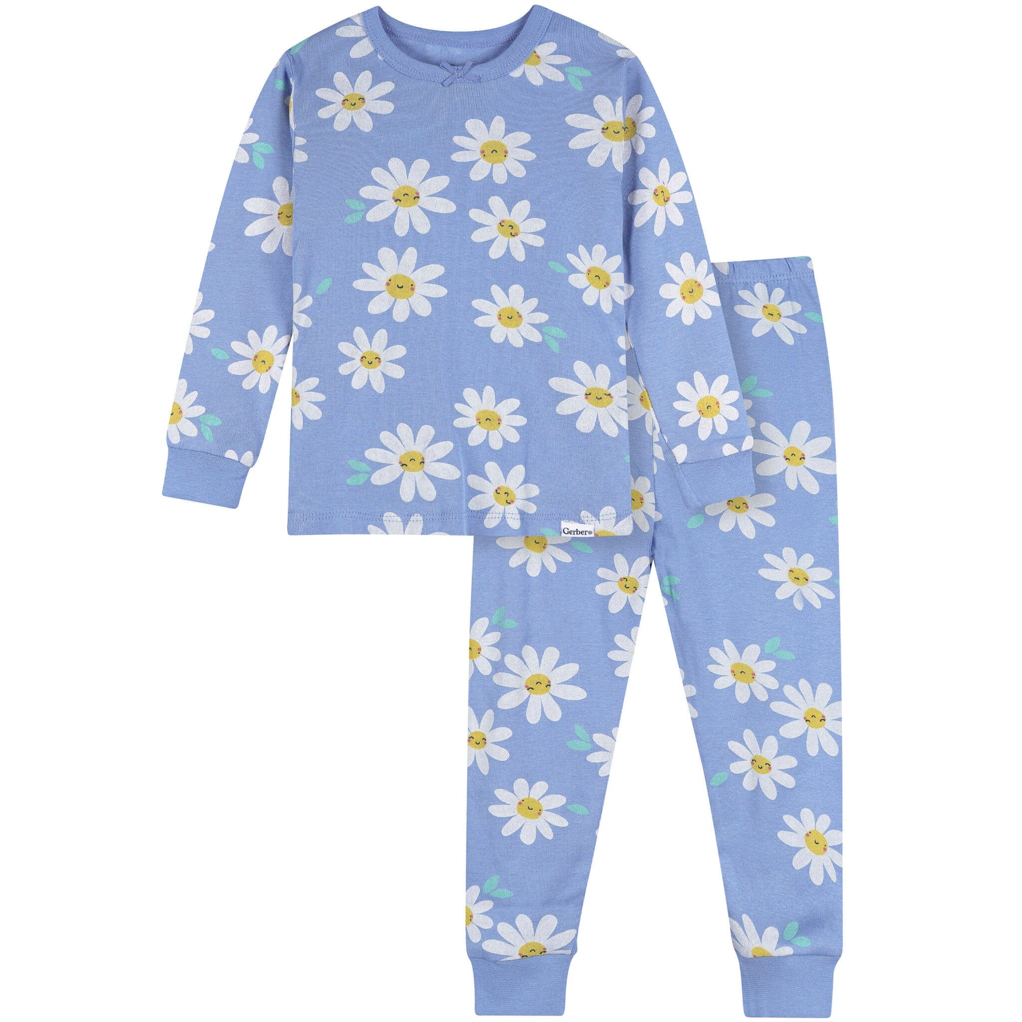 2-Piece Infant & Toddler Girls Blue Daisies Cotton Pajama Set sleepwear Gerber® 