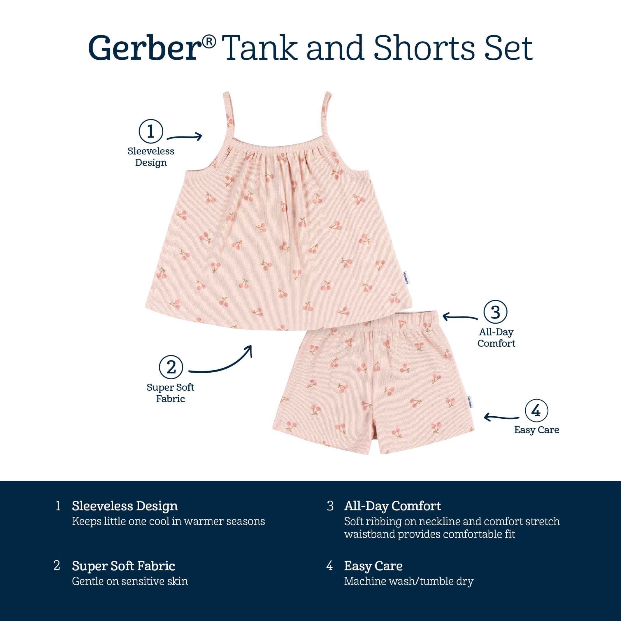 2-Piece Infant and Toddler Girls Blush Shirt & Shorts Set