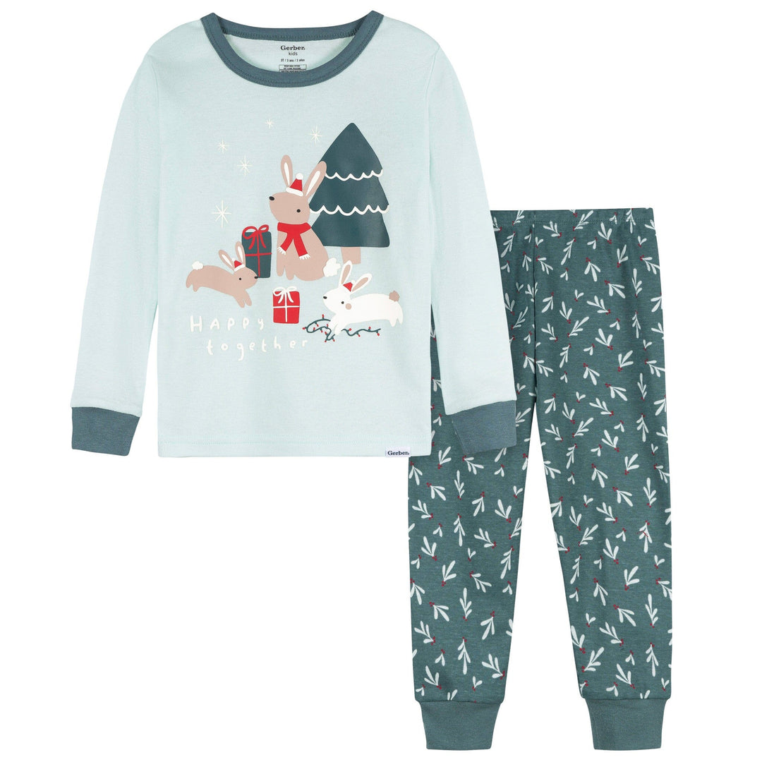 2-Piece Infant Toddler Girls Mistletoe Snug Fitting Pajama Set