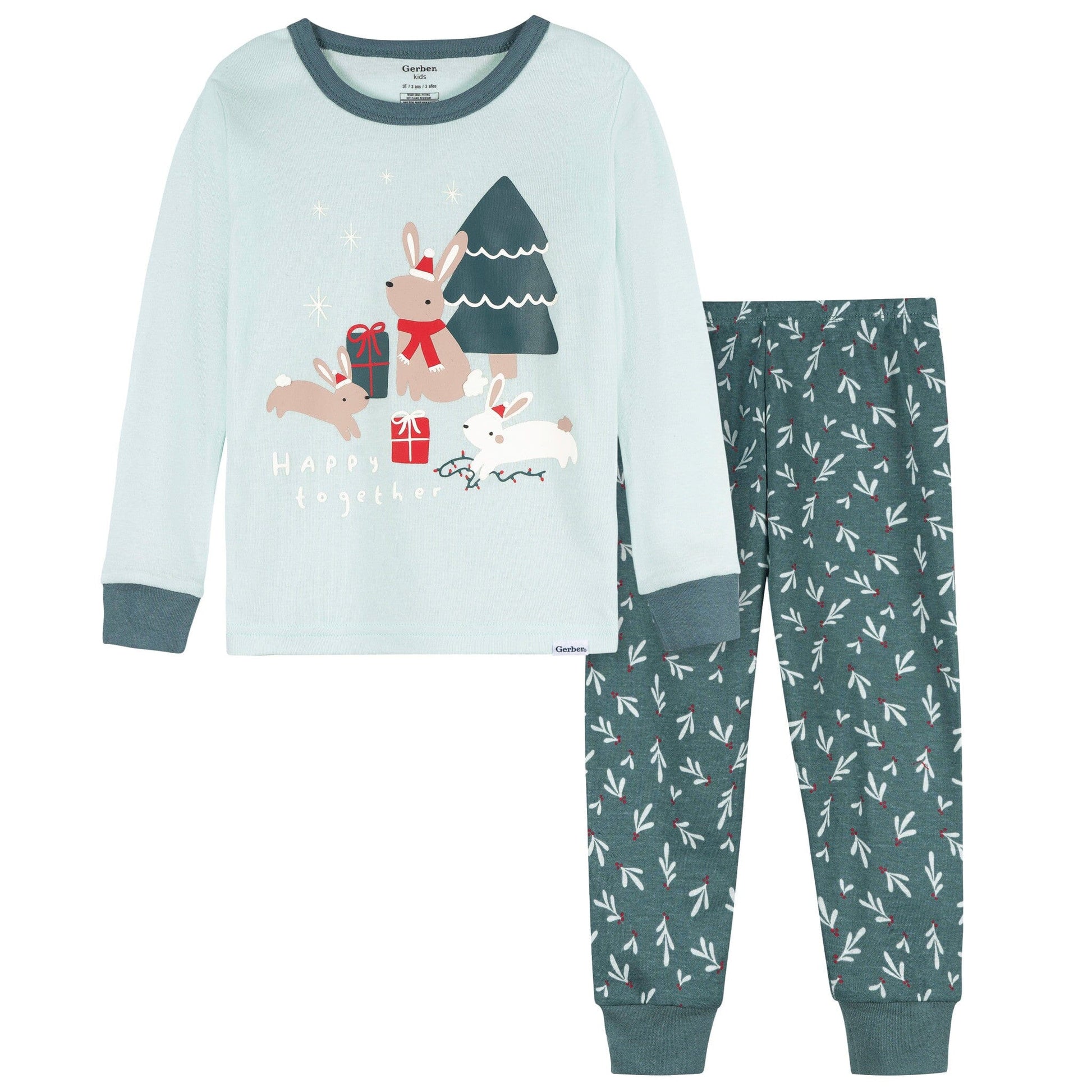 2-Piece Infant & Toddler Girls Mistletoe Snug Fitting Pajama Set Sleepwear Gerber® 