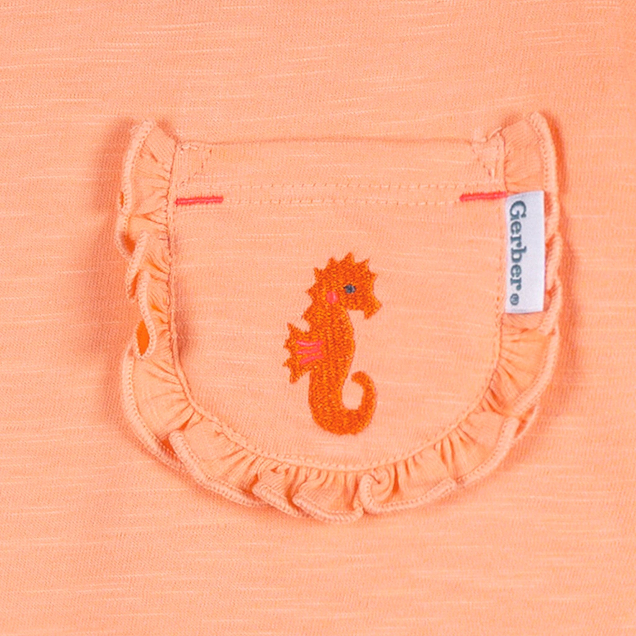 2-Piece Infant & Toddler Girls Peach Pocket Tee and Shorts Set Outfits & Sets Gerber® 